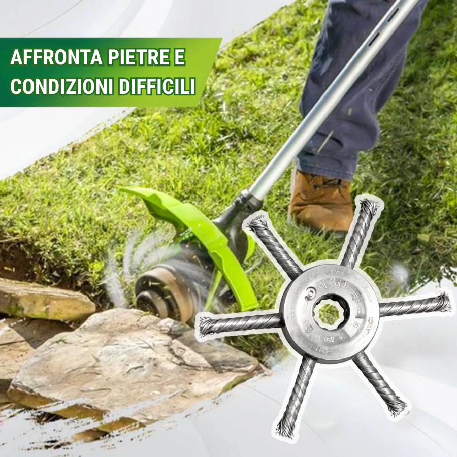 🇮🇹 Testina tagliaerba con 6 lame in acciaio intrecciato inossidabile