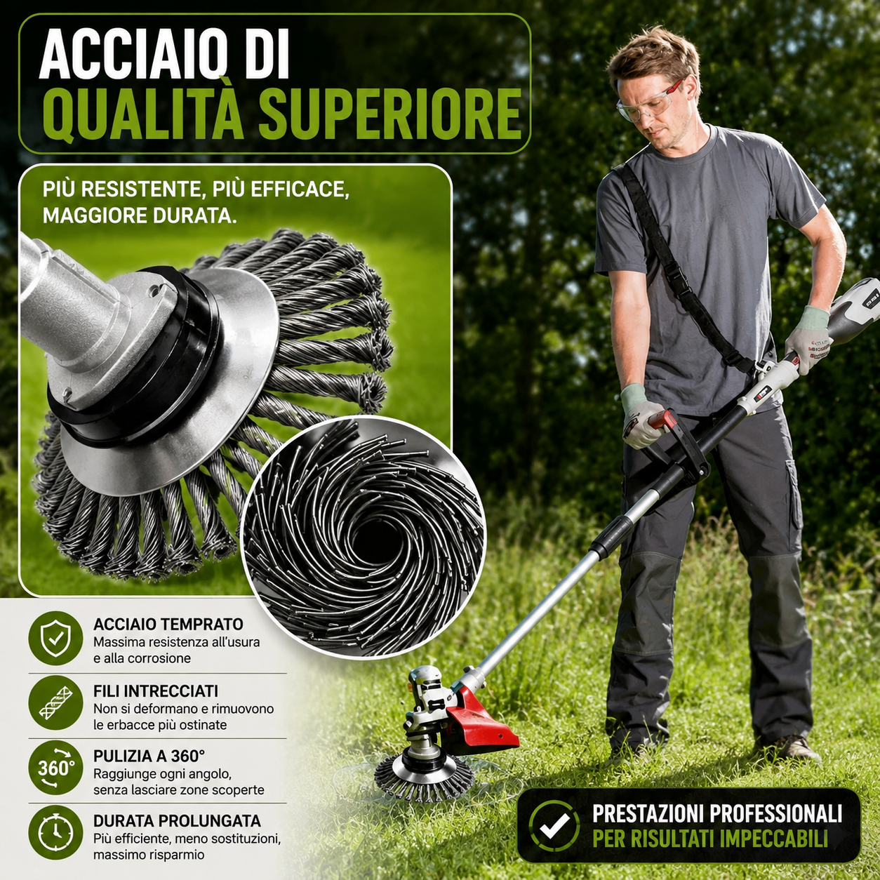 Disco in Filo d’Acciaio per Decespugliatore — Taglio a 360° | Compatibilità Universale