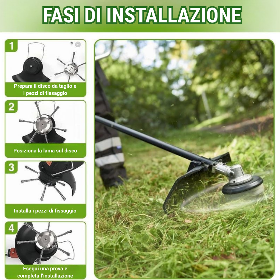 La testina del tagliabordi ha 6 bordi in acciaio inossidabile