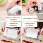 Scatola per alimenti in acciaio inossidabile S304 (25 x 19,5 x 5 cm) (TT)