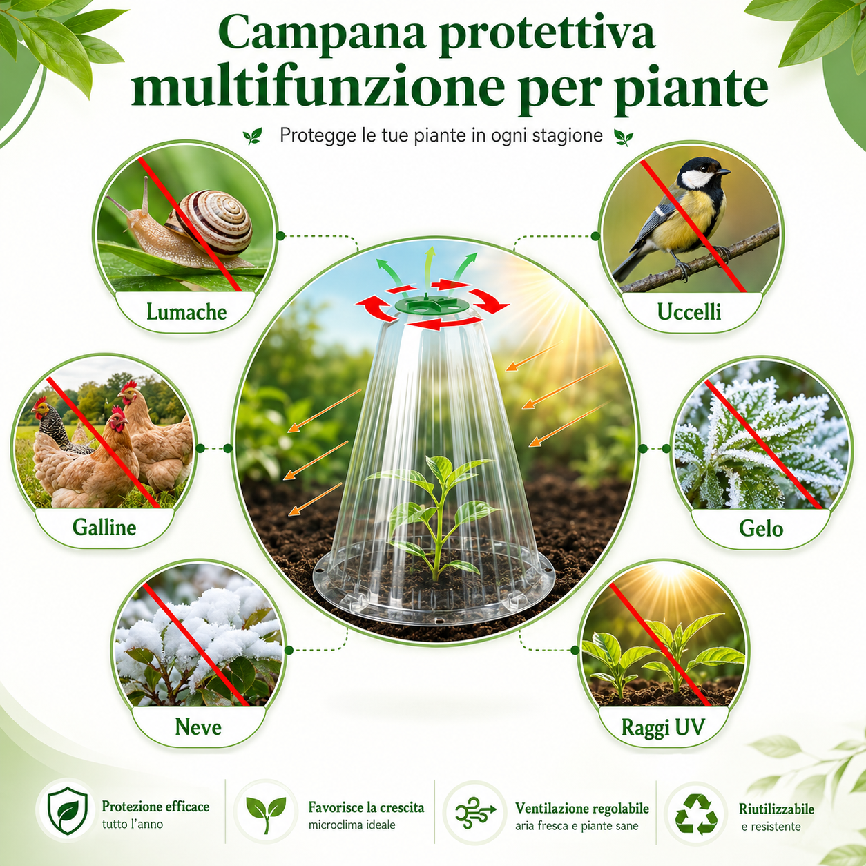 🌱 Copertura Protettiva per Piante – Riutilizzabile, Facile da Installare