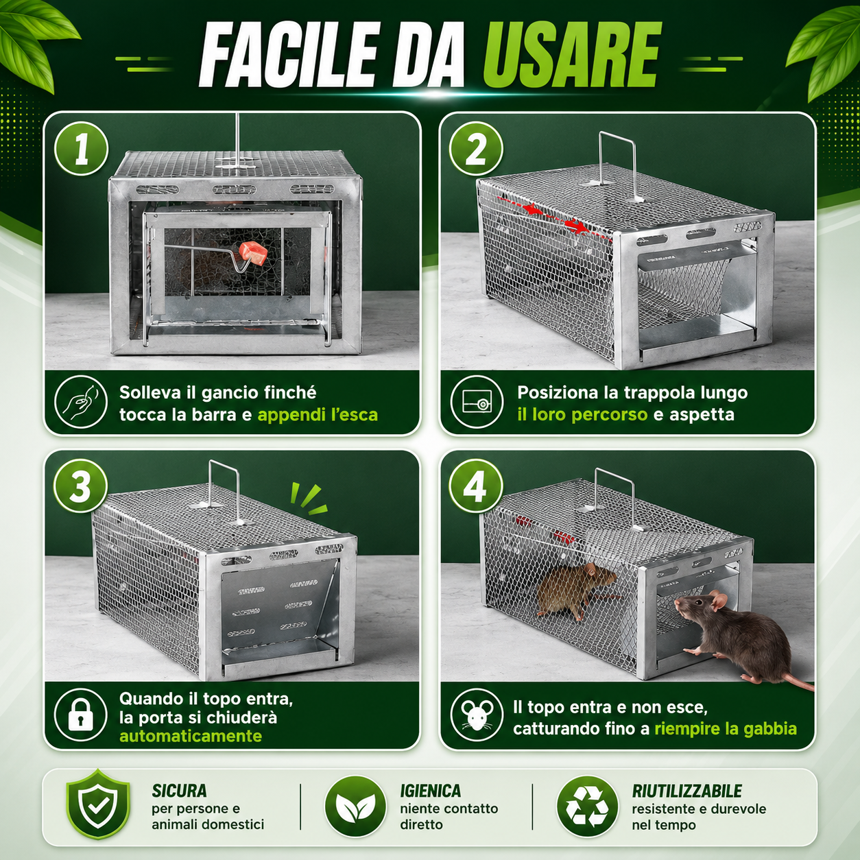 BestSeller™ - Gabbia Trappola Umana Per Topi, Mouse E Scoiattoli Vivi