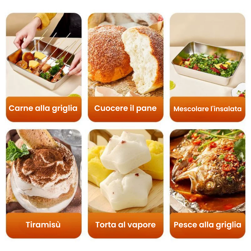 Scatola per alimenti in acciaio inossidabile S304 (25 x 19,5 x 5 cm) (TT)