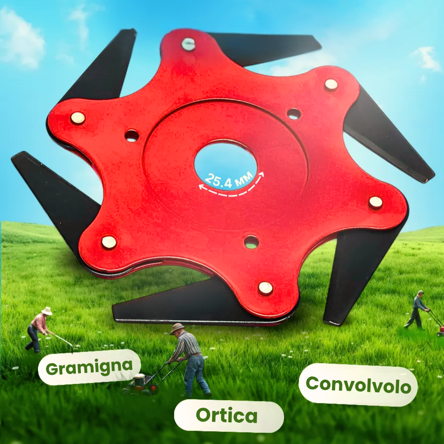🇮🇹 Lama da taglio per erba a 6 lame in acciaio al manganese super resistente (accessori inclusi)