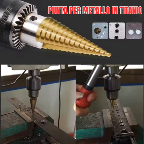 TitanDrill™ – Set di Punte a Gradini in Titanio (6 Punte Multifunzionali)