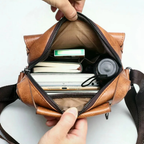 🇮🇹 Borsa a tracolla unisex in pelle bovina pieno fiore, impermeabile e antigraffio, stile vintage