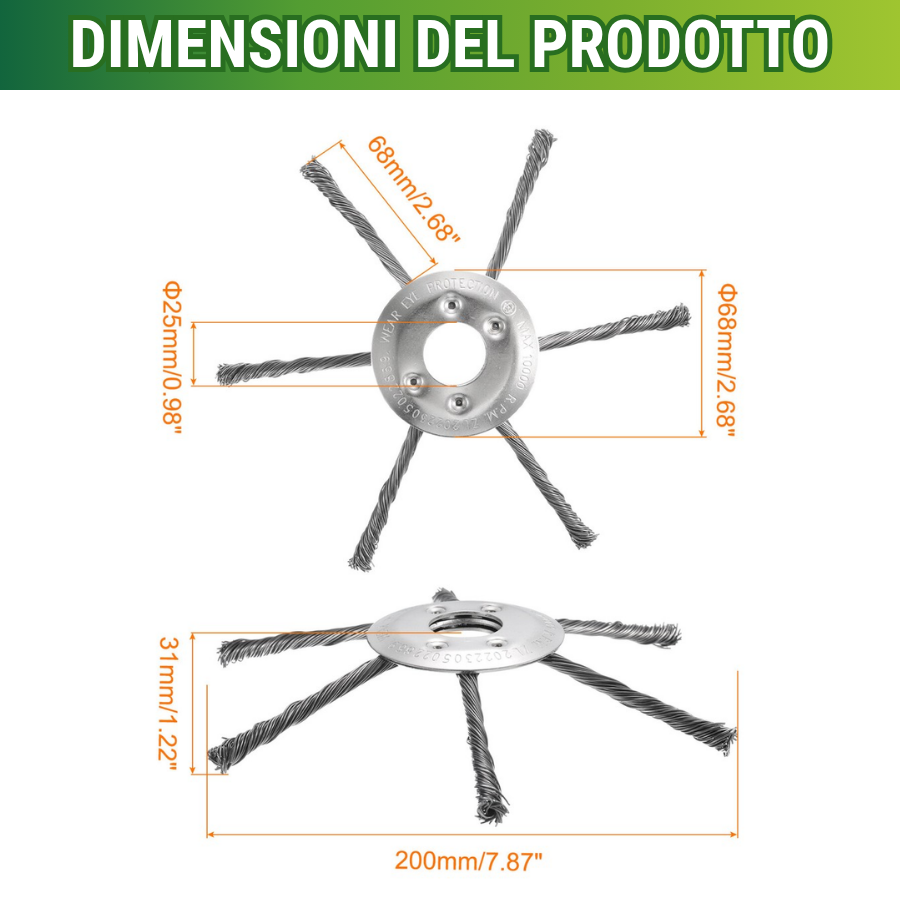 La testina del tagliabordi ha 6 bordi in acciaio inossidabile
