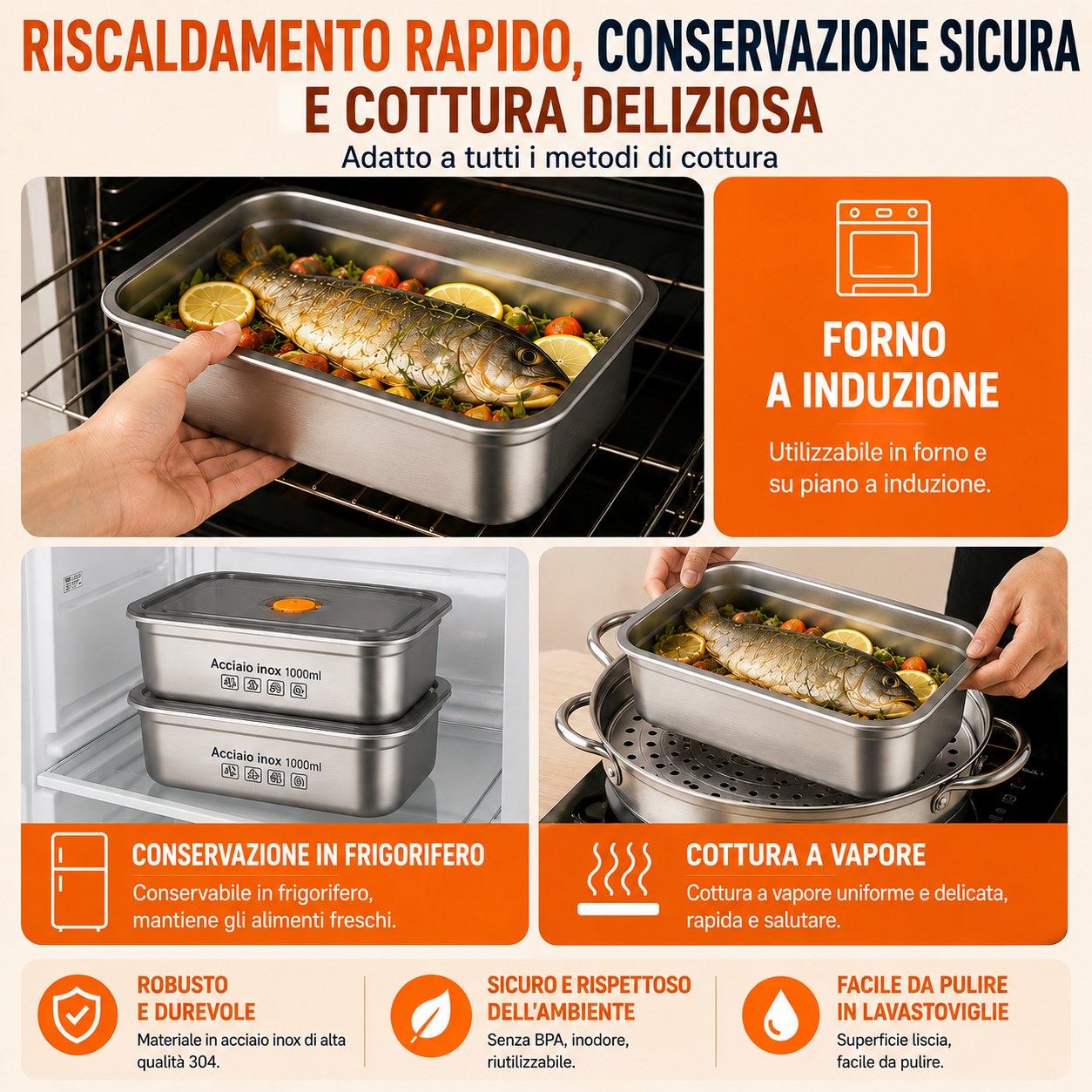 🛡Scatola Ermetica In Acciaio Inox Tedesco 316 Per Conservare Gli Alimenti