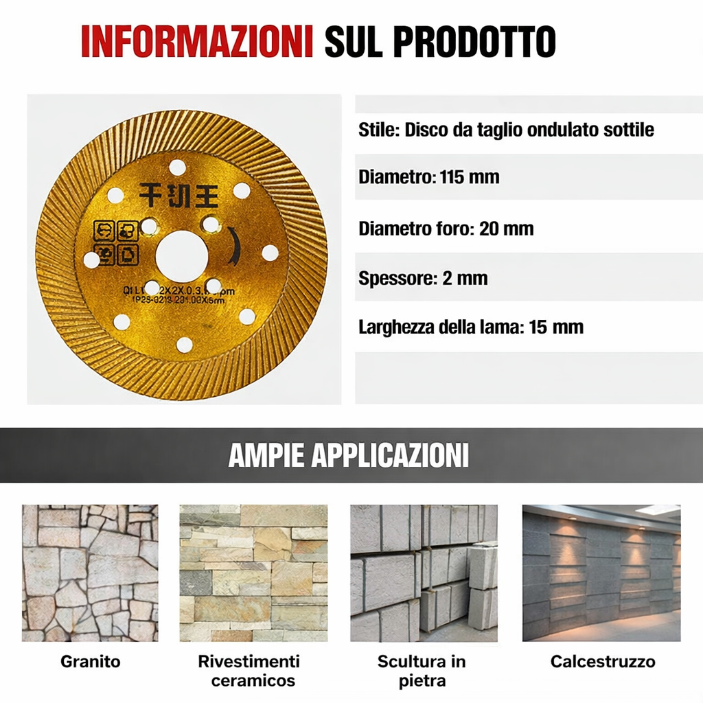 ⚡ Disco da taglio diamantato multifunzione 5 in 1 – taglio, sgrossatura, apertura di scanalature, modellazione e finitura delle superfici