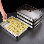 🥗 Contenitore per alimenti antibatterico in acciaio inox 304 con coperchio sottovuoto (22,5 x 15 x 6cm)