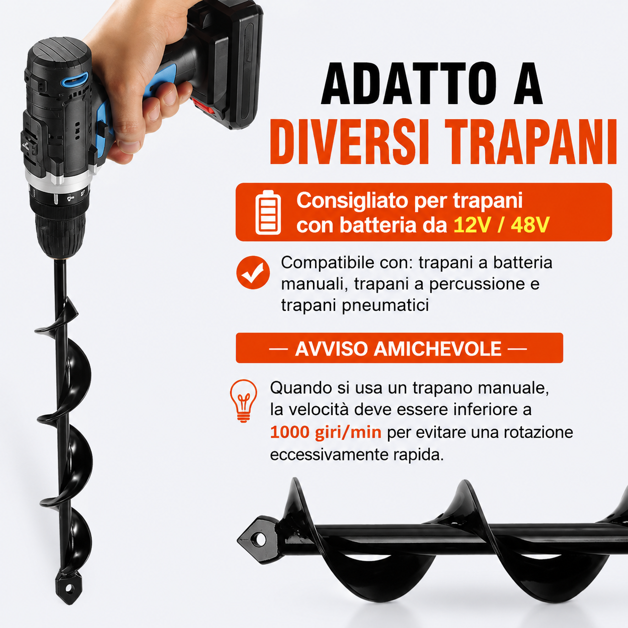 Trivella a Spirale per Trapano da Giardino