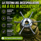 💥Testina Tagliaerba 6 Fili Acciaio Inossidabile — Anti-Blocco