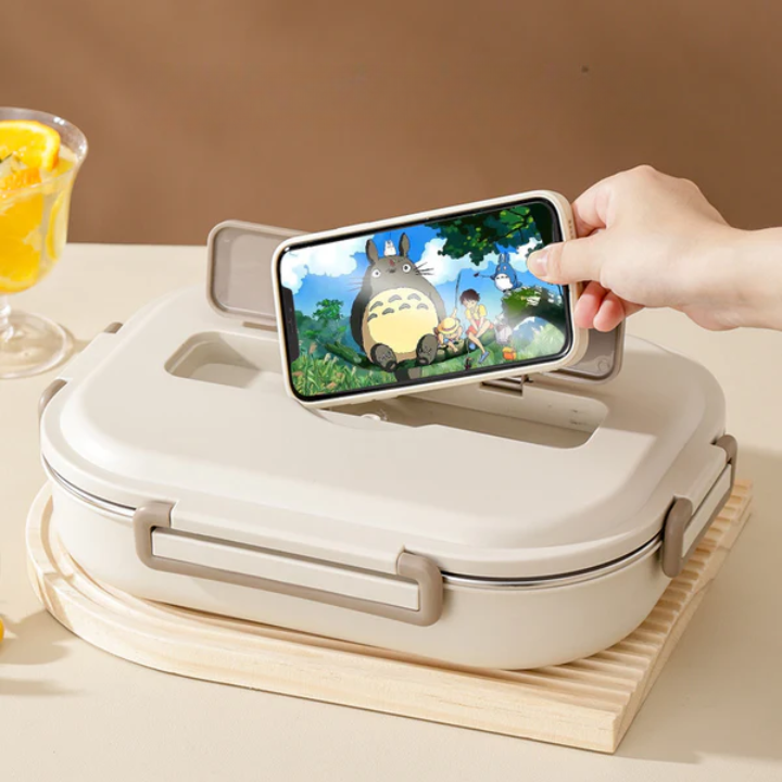 Portapranzo in acciaio inossidabile 304 - 4 scomparti, utensili completi (1500ml)