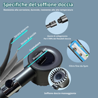 🔥 Soffione doccia 4 in 1 con massaggiante tedesco ad alta pressione con filtro dell'acqua