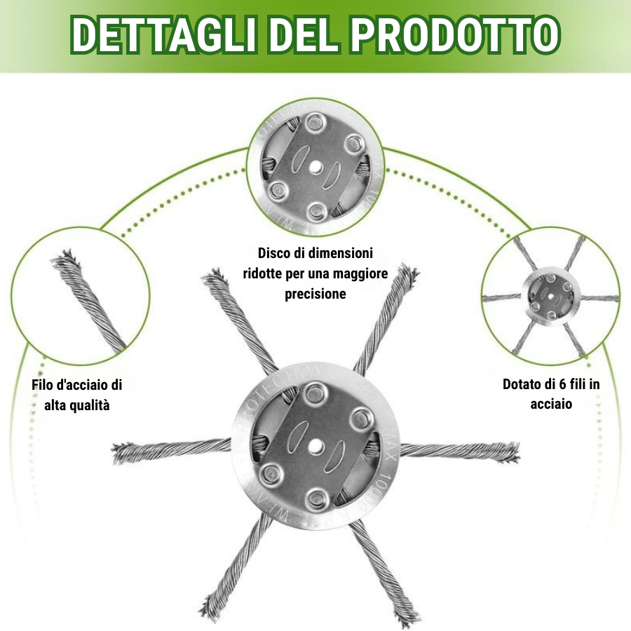 💥Testina Tagliaerba 6 Fili Acciaio Inossidabile — Anti-Blocco