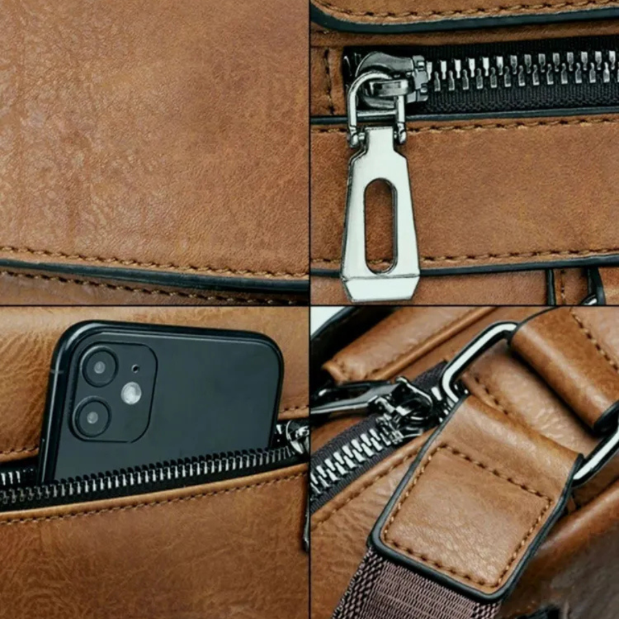 🇮🇹 Borsa a tracolla unisex in pelle bovina pieno fiore, impermeabile e antigraffio, stile vintage