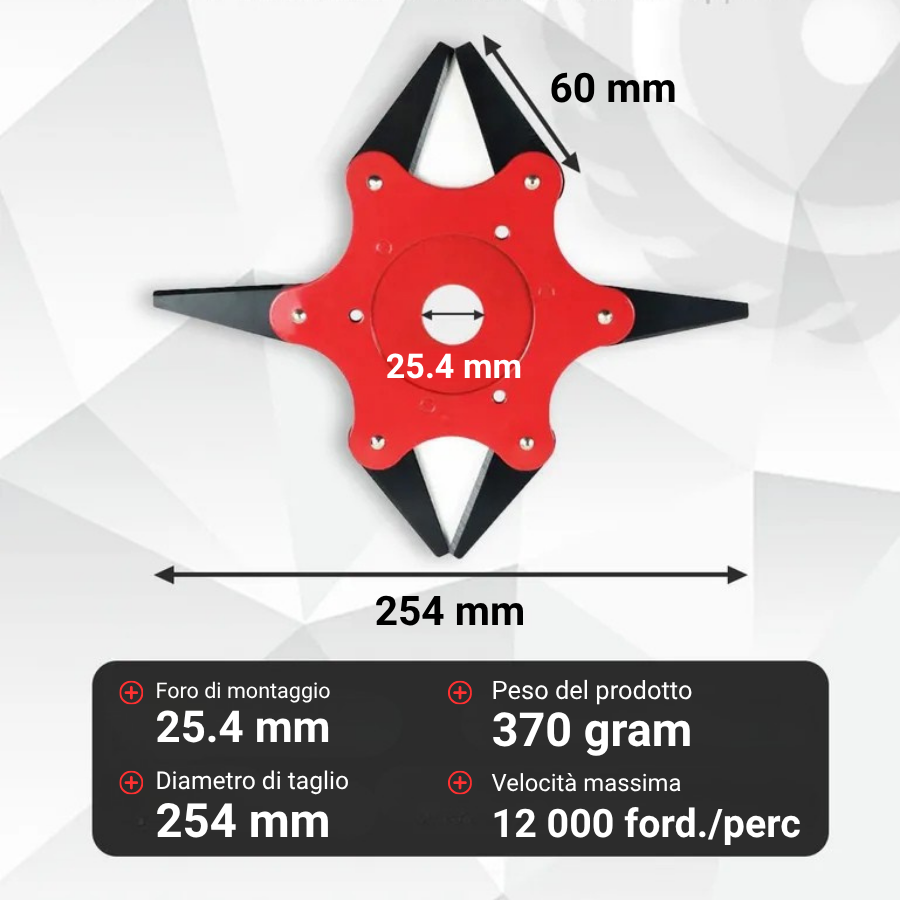 🇮🇹 Lama da taglio per erba a 6 lame in acciaio al manganese super resistente (accessori inclusi)