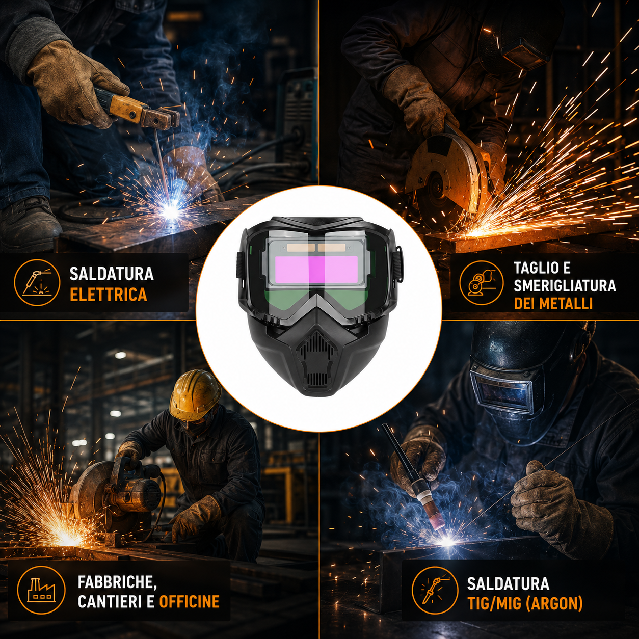 Maschera da Saldatura Automatica 0,1ms | Smontabile in 2 Parti