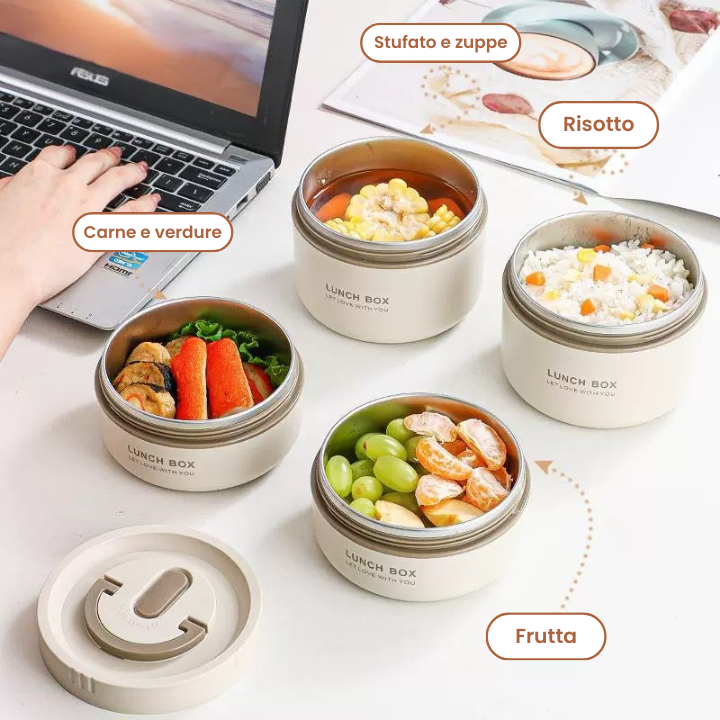 Portapranzo isolato in acciaio inossidabile 304, multistrato, sigillato, a prova di perdite e fornito con una borsa per il trasporto (NEW)