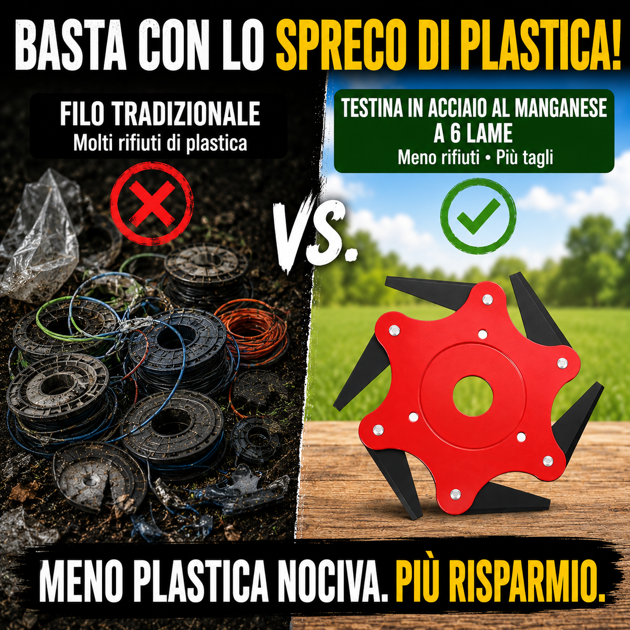 6Blade – Testina di taglio a 6 lame in acciaio al manganese