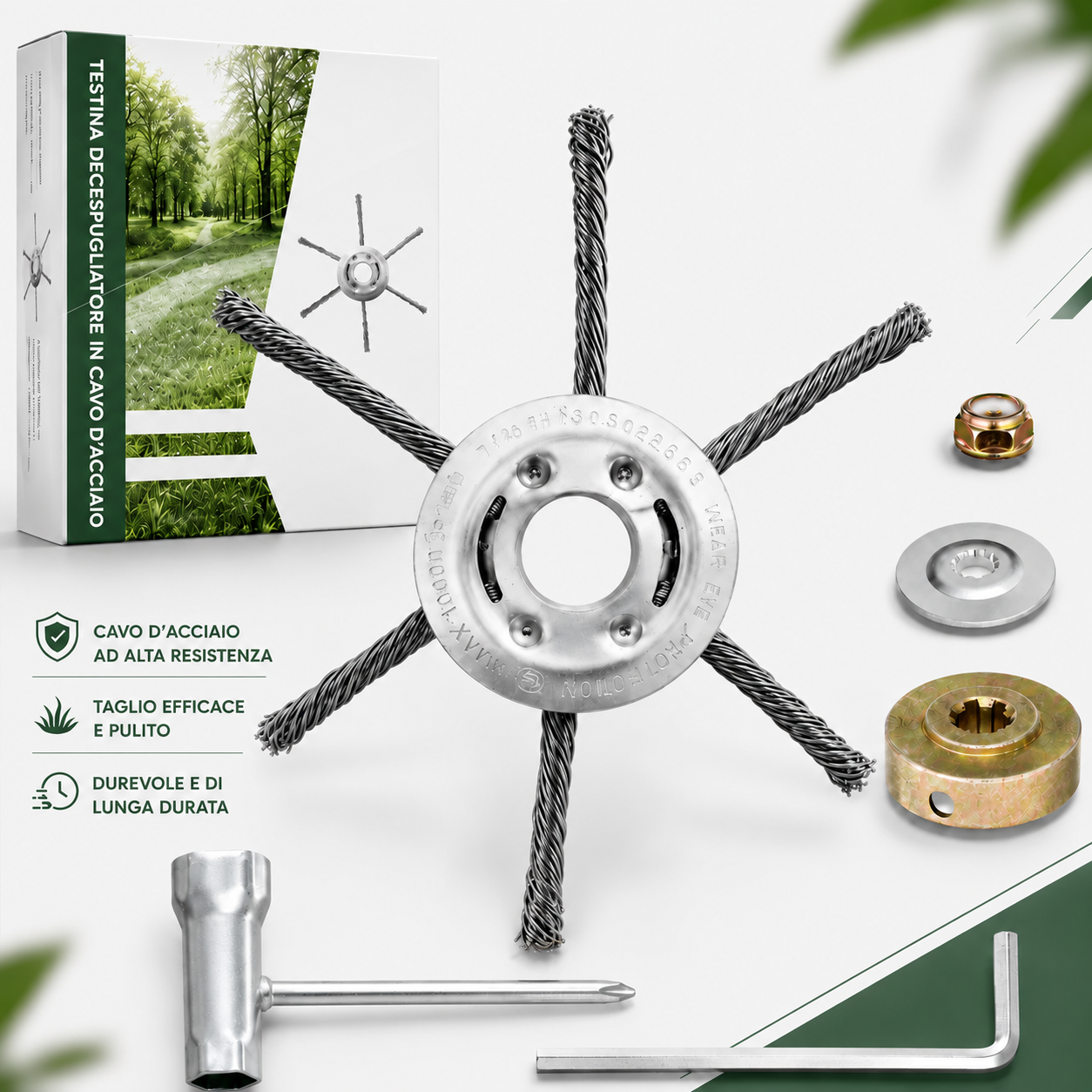 ⚡ Testina per Decespugliatore Universale — 6 Lame Acciaio Inox | Durata 10 Anni