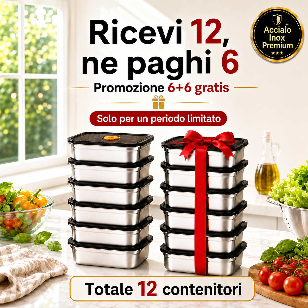 🎁 Prendi 12, Paghi 6 | Contenitore Ermetico Inox 316L
