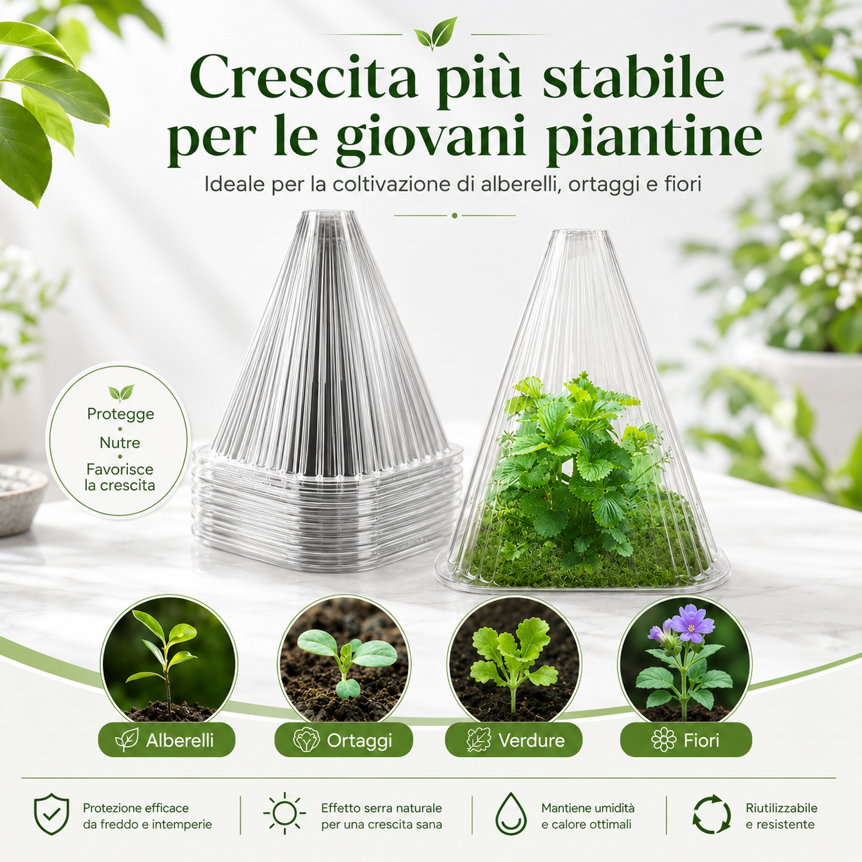 🌱 Copertura Protettiva per Piante – Riutilizzabile, Facile da Installare