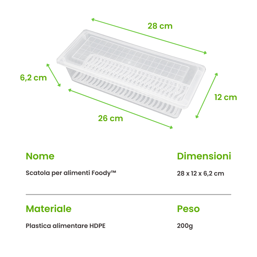 Foody™ Box – Set di 4 scatole per alimenti, senza BPA, mantiene la freschezza, adatto a frigorifero e microonde