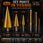 🌪️TitanDrill™ – Set di Punte a Gradini in Titanio (6 Punte Multifunzionali)