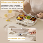 Portapranzo in acciaio inossidabile 304 - 4 scomparti, utensili completi (1500ml)