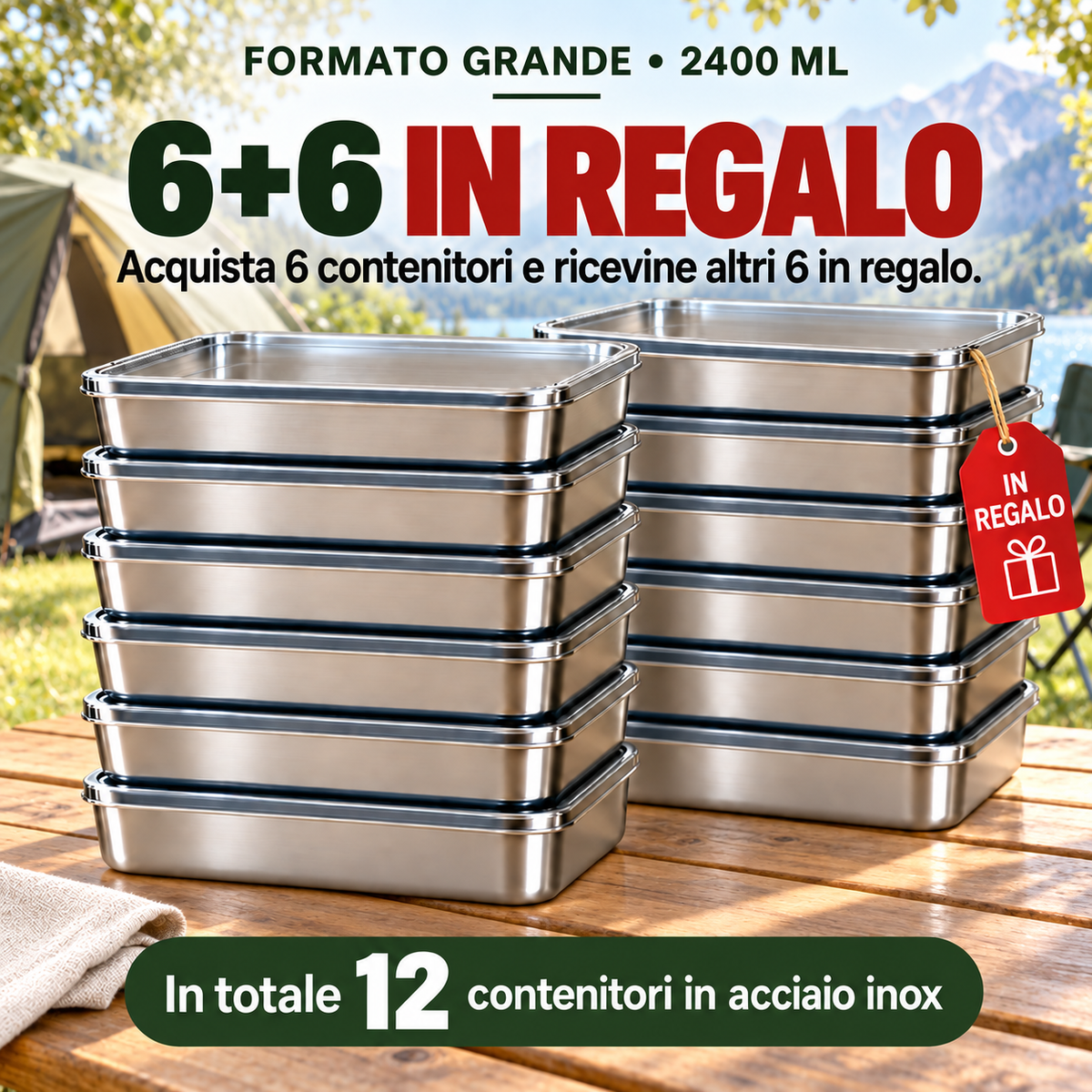 🔥 SUPER PROMOZIONE | Contenitore da 2400 ML in Acciaio Inox 304