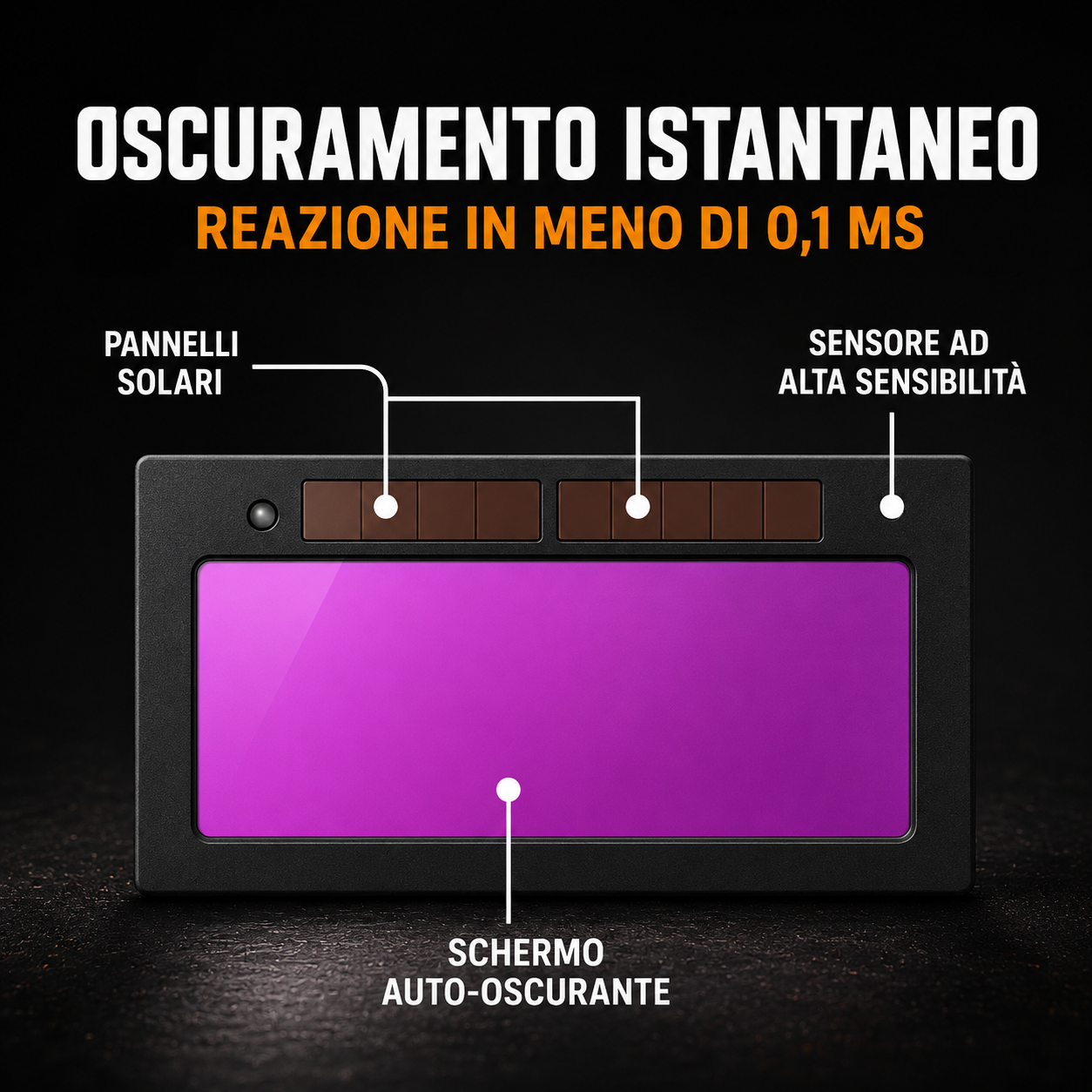 Maschera da Saldatura Automatica 0,1ms | Smontabile in 2 Parti