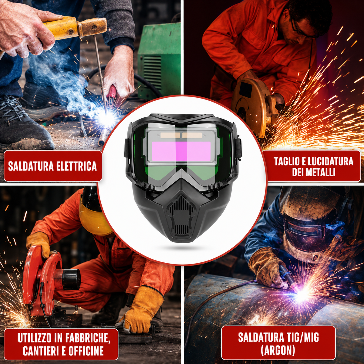 ⚡ Maschera da saldatura autoscurante 0,1 ms – Protezione totale e design smontabile