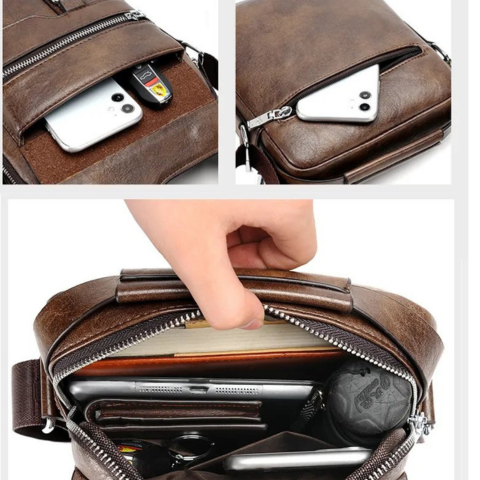 [🔥SCONTO DEL 70% - SOLO OGGI] Borsa A Tracolla Da Uomo In Pelle Vintage