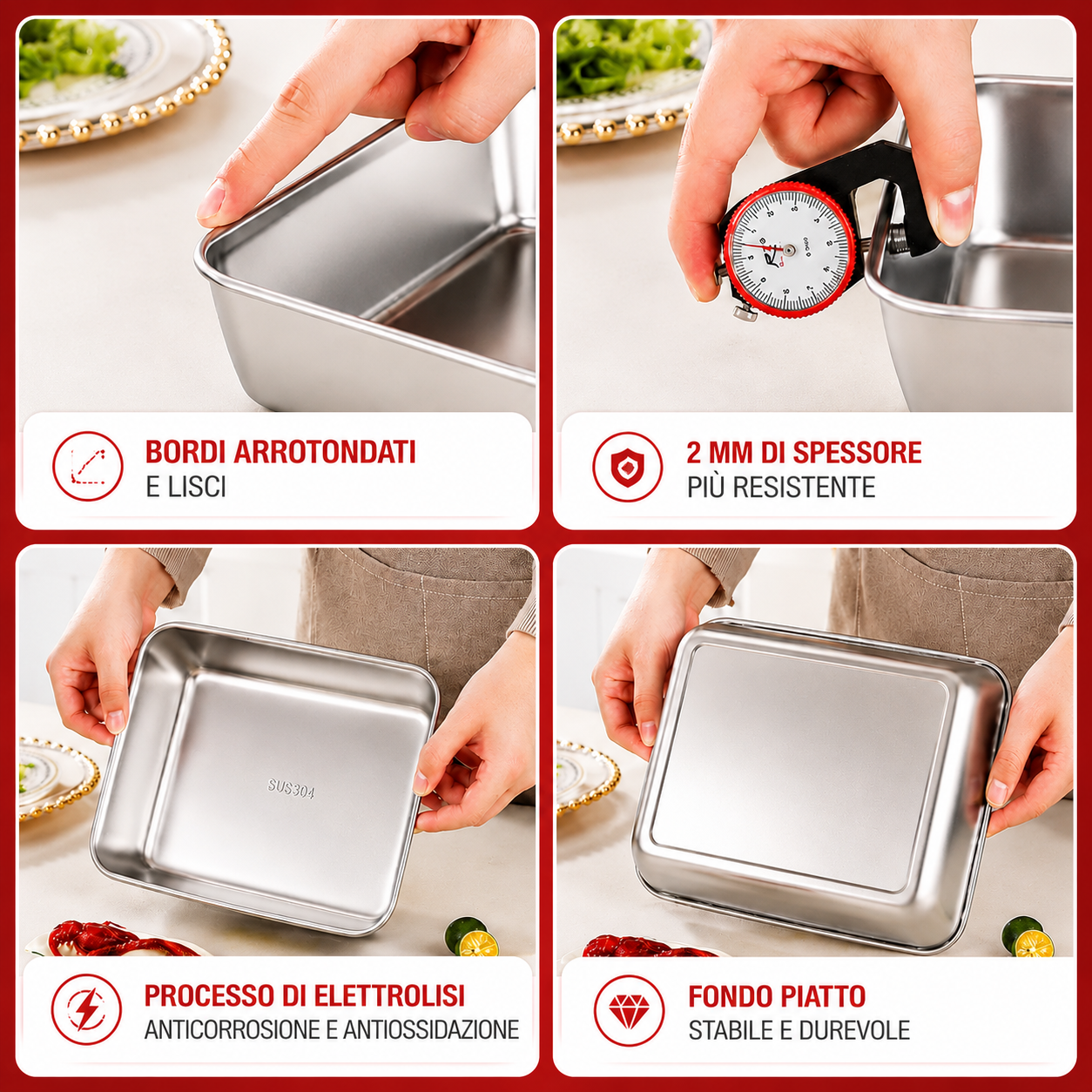 🎁 RICEVI 12, PAGHI SOLO 6! | Contenitori per alimenti in acciaio inox 304 – 2000 ml