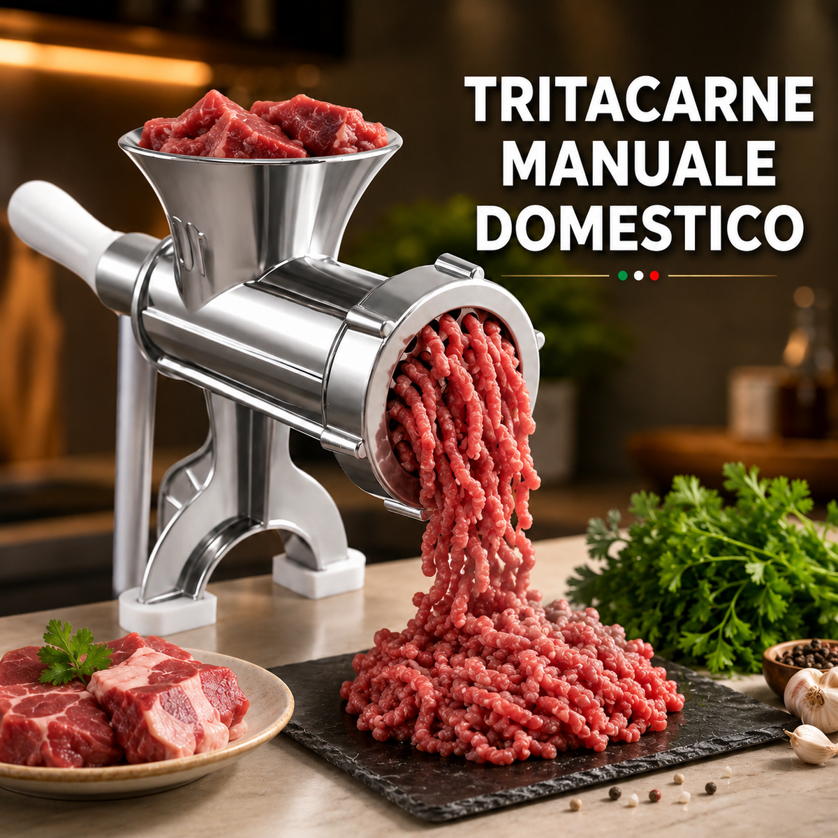 ⚡ Tritacarne manuale domestico con insaccatore per salsicce, compatto e pratico