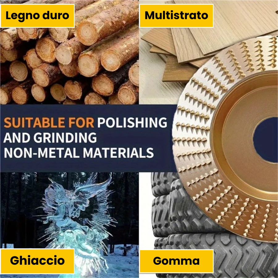 🇮🇹 Set di 3 dischi da smerigliatura in acciaio al carbonio resistente per legno (Piatto - Curva - Pendenza)