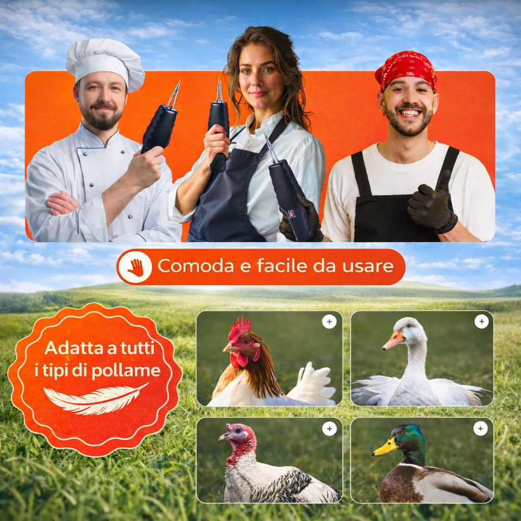 Spiumatrice Elettrica Professionale — 60 Secondi per Pollo, Anatra e Faraona