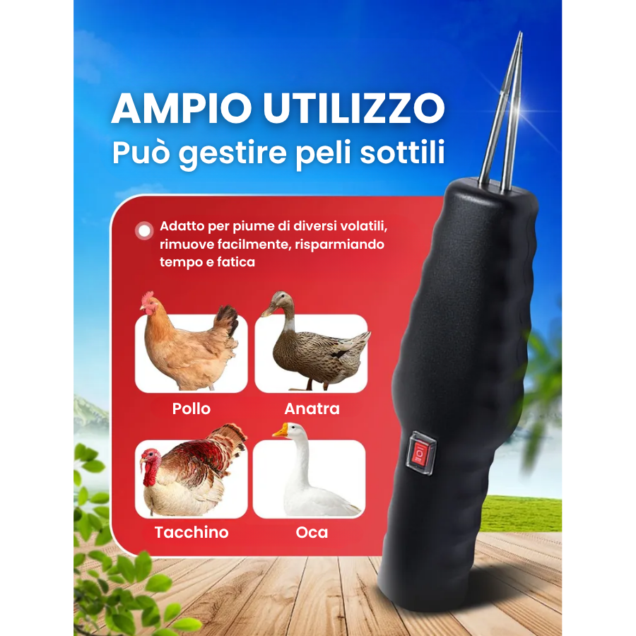 🇮🇹 Macchina per la rimozione delle piume di pollame ad alta potenza, portatile con caricatore rapido