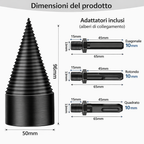 Punta da trapano spaccalegna da 50 mm con 3 adattatori inclusi