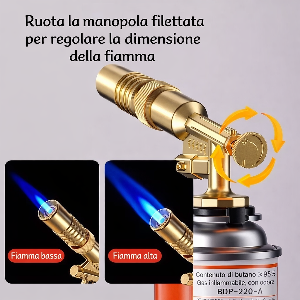 Cannello A Gas Mini In Ottone Con Accensione Automatica