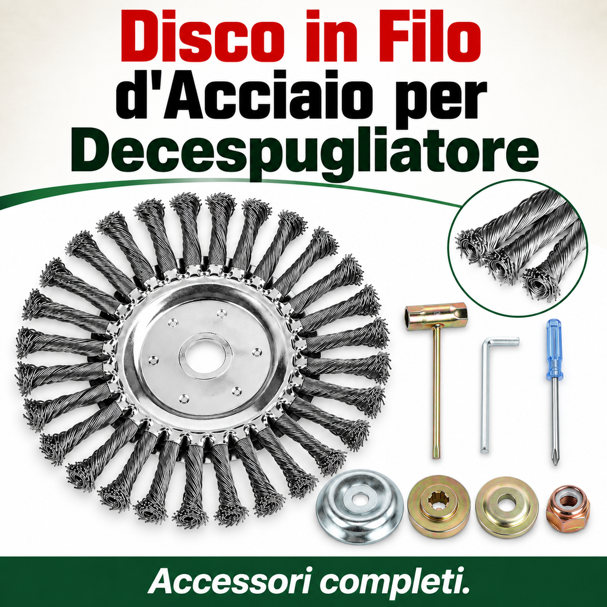 Disco in Filo d’Acciaio per Decespugliatore — Taglio a 360° | Compatibilità Universale