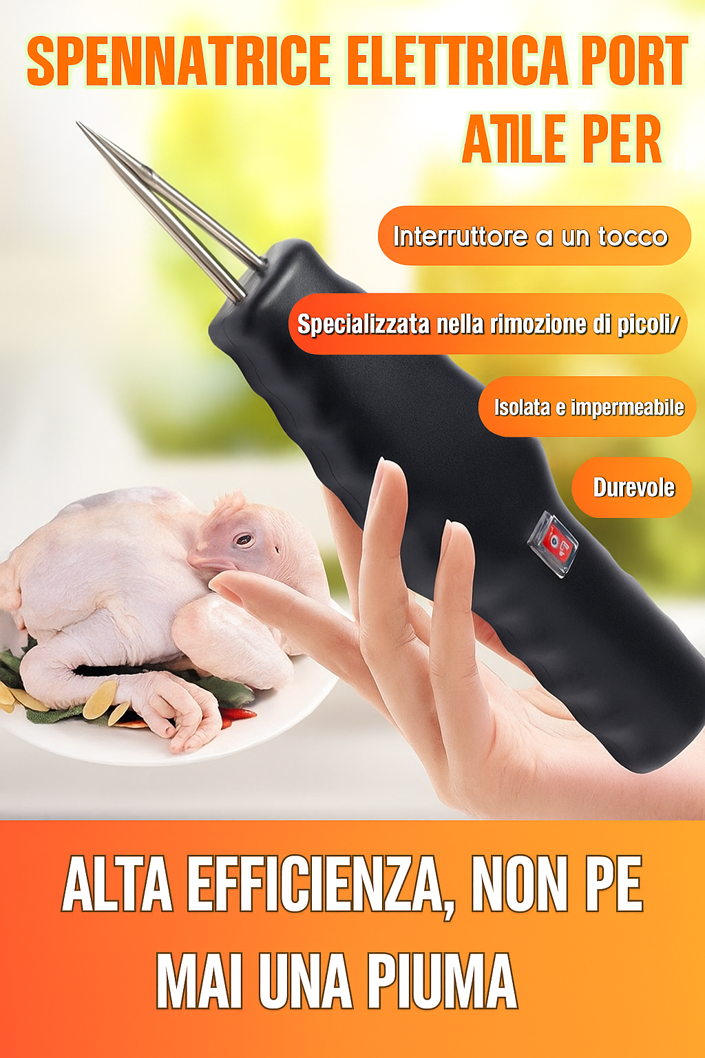 Spennatrice portatile e manuale per pollame