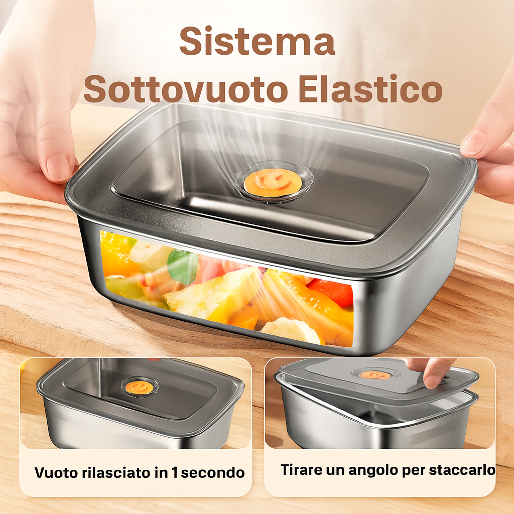🇮🇹 Contenitori per alimenti in acciaio inossidabile Tedesco 316 con coperchio sottovuoto