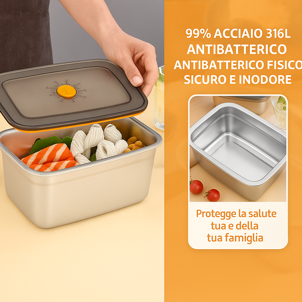 🇮🇹 Contenitori per alimenti in acciaio inossidabile Tedesco 316 con coperchio sottovuoto