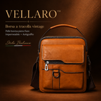 👑VELLARO™ - Borsa a tracolla unisex in pelle bovina pieno fiore, impermeabile e antigraffio, stile vintage