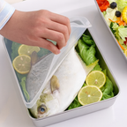 Vassoio in acciaio inox 304 con coperchio ermetico (2,1 L – 25,5 × 19,7 × 5,7 cm) | SCONTO DEL 70%!