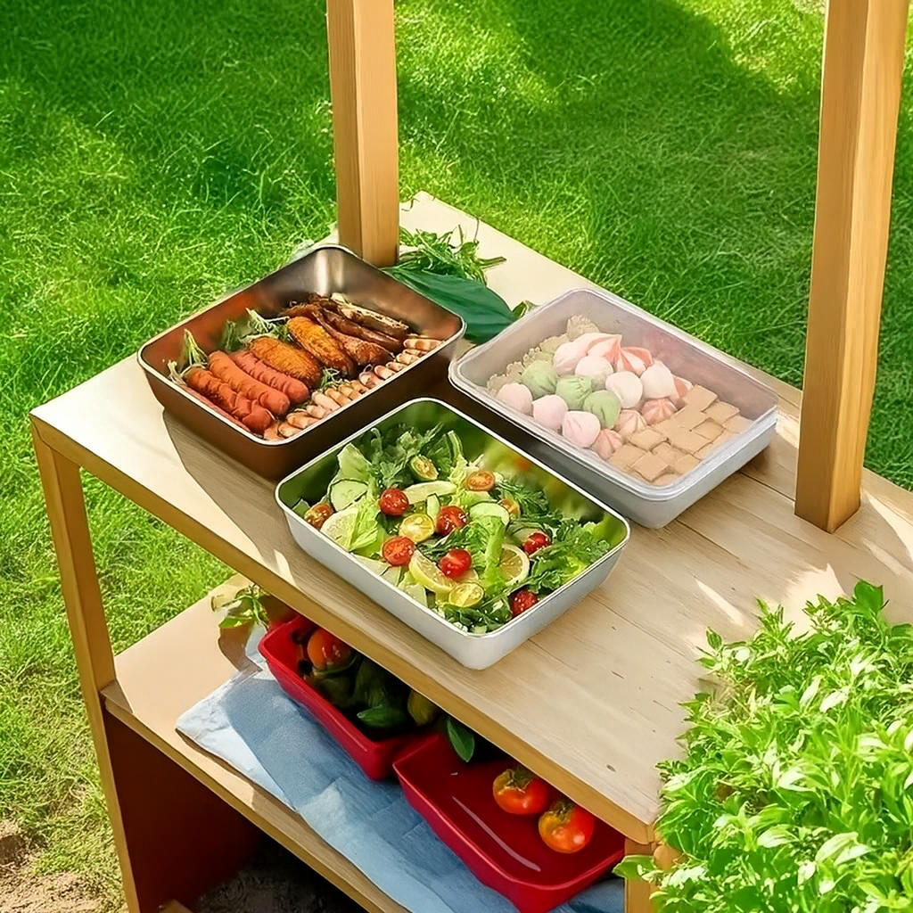 Vassoio in acciaio inox 304 con coperchio ermetico (2,1 L – 25,5 × 19,7 × 5,7 cm) | SCONTO DEL 70%!