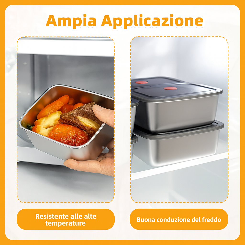 🇮🇹 Contenitori per alimenti in acciaio inossidabile Tedesco 316 con coperchio sottovuoto