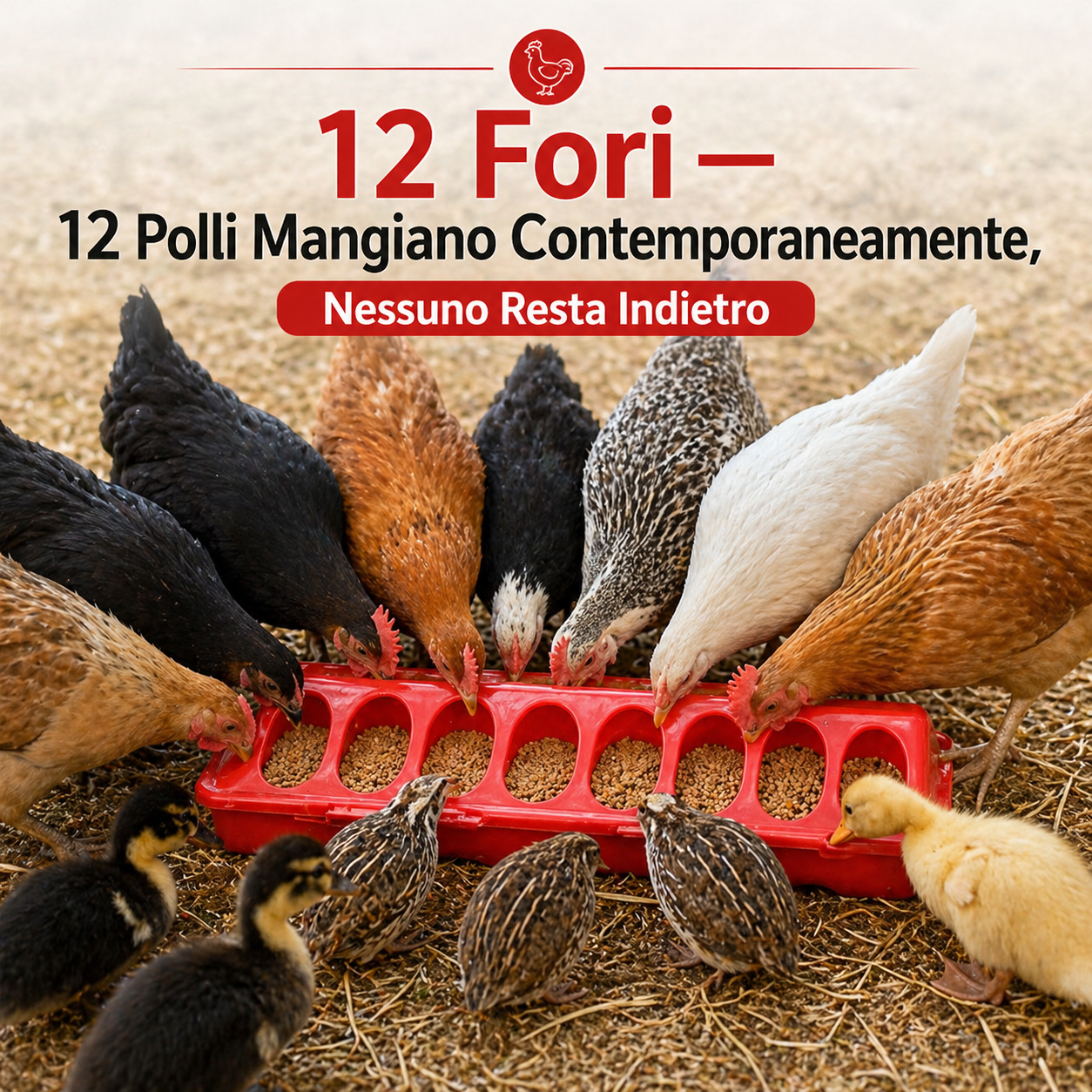 Mangiatoia Automatica Per Polli, 12 Fori